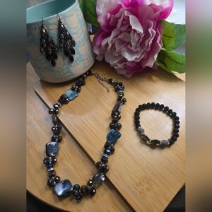 Blue and Black Jewelry Set
